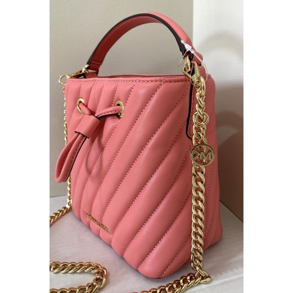 New Michael Kors Suri small Bucket crossbody Vegan Leather Grapefruit - Picture 5 of 6